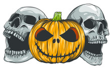 Halloween Monsters Skull Pupmkids Isolation Vector Image