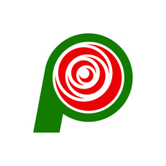 Wall Mural - Letter P and Rose Logo. Flower Symbol. Icon Vector Eps 10.