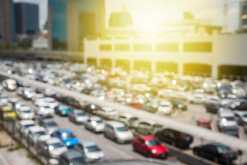 Wall Mural - Vintage blur of car at public car parking