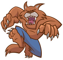 Vector Illustration Of Halloween Werewolf Cartoon