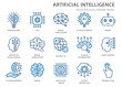 Artificial intelligence line icons set. Vector illustration. Editable stroke.