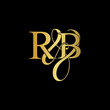 Initial letter R & B RB luxury art vector mark logo, gold color on black background.