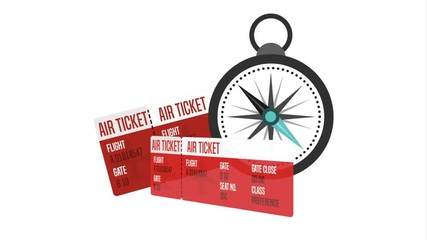 Poster - air tickets with compass guide animation