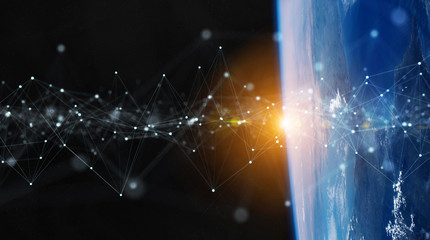 Global datas exchanges and connections system over the globe 3D rendering elements of this image furnished by NASA