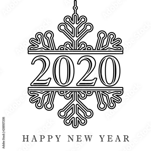 2020 Black Winter Snow Happy New Year Card Lettering Xmas Greeting Inscription And Snowflake On White Background Vector Illustration Buy This Stock Vector And Explore Similar Vectors At Adobe Stock Adobe Stock