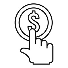 Wall Mural - click gold coin icon. outline click gold coin vector icon for web design isolated on white backgroun