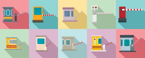 Sticker - Toll road icons set. Flat set of toll road vector icons for web design