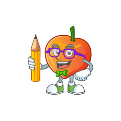 Poster - Student nectarine character mascot funny shape cartoon.