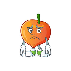 Poster - Afraid nectarine cartoon character on a white background