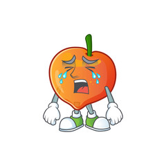 Sticker - Crying nectarine cartoon character on a white background