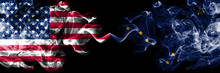 United States Of America, USA Vs Alaska State Background Abstract Concept Peace Smokes Flags.