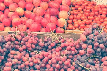 Wall Mural - Fruit market in the UK. Retro filtered colors style.