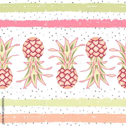 Tropical seamless pattern with pineapples. Summer abstract print. Vector illu...