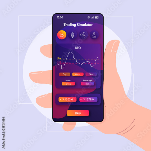 Trading Simulation Smartphone Interface Vector Template Mobile App Page Violet Design Layout Cryptocurrency Trade Simulator Screen Flat Ui For Application Hand Holding Phone With Stats On Display Vecteur Stock Adobe Stock Trading Simulation Smartphone Interface Vector Template Mobile App Page Violet Design Layout Cryptocurrency Trade Simulator Screen Flat Ui For Application Hand Holding Phone With Stats On Display Vecteur Stock Adobe Stock