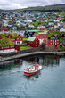 Capital city Torshavn in Faroe Islands in North Atlantic. Urban scene of scandinavian.