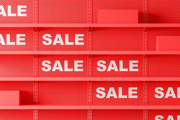 Wall Mural - Red supermarket shelves with word sale