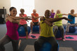 © WavebreakMediaMicro - Front view of senior people exercising with female trainer