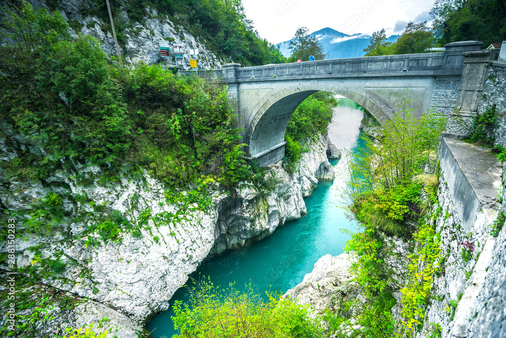 Amazing View Of Soca Isonzo River And Napoleon s Bridge Near Kobarid Amazing View Of Soca Isonzo River And Napoleon s Bridge Near Kobarid