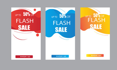 Wall Mural - set of flash sale banners with dynamic modern liquid mobile concept. special offer and sale banner d