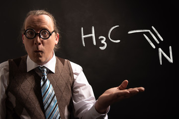 Canvas Print - Professor presenting handdrawn chemical formula of acetone