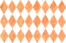 Orange Diamond Background, Watercolor Hand Painting, Halloween Concept.