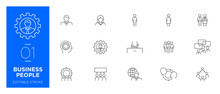 Set Of Business People Line Icons - Modern Icons