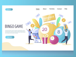 Wall Mural - bingo game vector website landing page design template