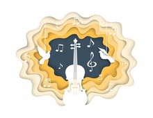 Music Concept Vector Illustration In Paper Art Style