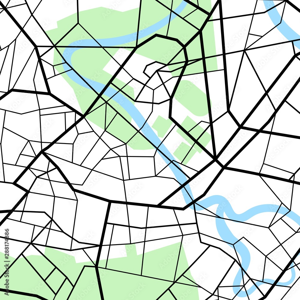 Abstract city map with line scheme of roads. Urban environment, town streets, architectural background
