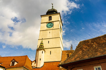 Wall Mural - View of Council Tower in the old town, Sibiu.