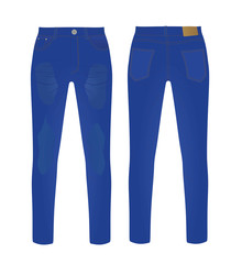 Canvas Print - Blue denim pants. vector illustration