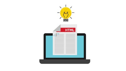 programming language with laptop animation