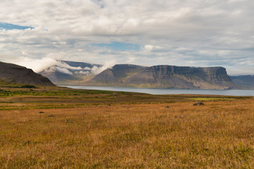 Poster -  Isafjordur from Skrubur Botanical Garden Iceland