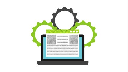programming language with laptop animation