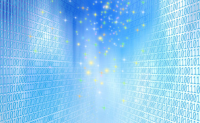 Wall Mural - technology concept of binary codes of one and zero in abstract lights