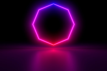 Colored luminous geometric shape on a black background.