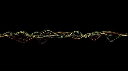 Colorful lines wavy on black background.Motion color line motion