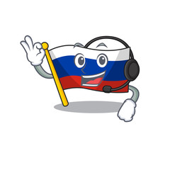 Sticker - With headphone flag russia isolated in the cartoon