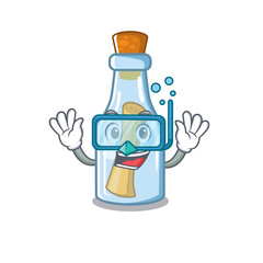 Sticker - Diving message in bottle on the cartoon