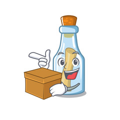 Sticker - With box message in bottle on the cartoon