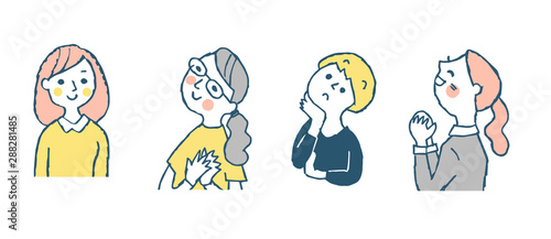 上を向く女性4人 セット ピンク Stock イラスト Adobe Stock 上を向く女性4人 セット ピンク Stock イラスト Adobe Stock