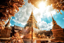 Wat Phra Singh Temple In Chinag Mai Thailand