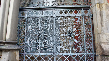 Detail of Marienkirche metal door decor, Lubeck, Germany