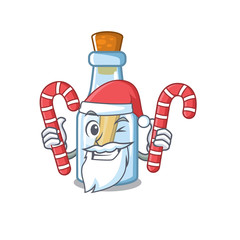 Canvas Print - Santa with candy message in bottle with shape mascot