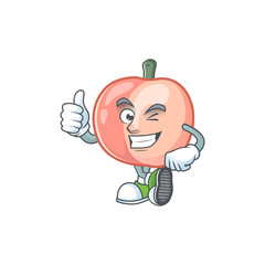 Poster - Thumbs up peach character mascot for cute emoticon