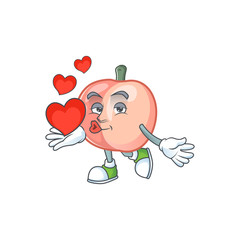 Wall Mural - With heart whole peach cartoon for healthy fruit