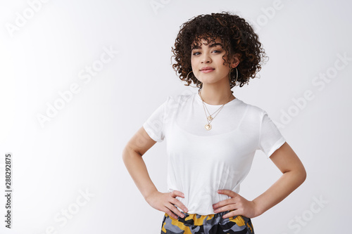 Good Looking Curly Haired Mixed Race Girl Hipster Stylish Outfit