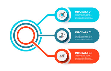 Aufkleber - Business data visualization. Flowchart with 3 steps, options, parts or processes. Vector business template for presentation. Creative concept for infographic.