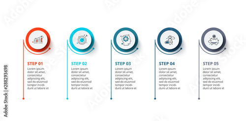 Fotomural Infographic illustration with 5 steps or options