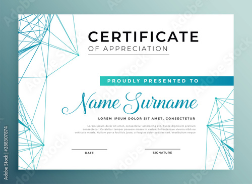 Fotografía low poly style modern certificate template design